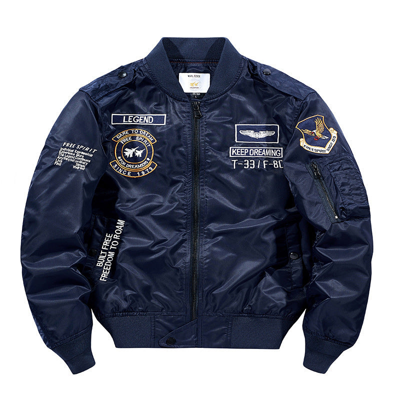 Men's bomber jacket pilot jacket with embroidered pilot appliqués and wind-resistant nylon Chichicherry