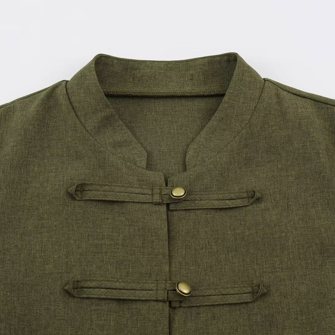 Women’s short jacket in Mandarin style with decorative toggle closures and tailored seam line Chichicherry