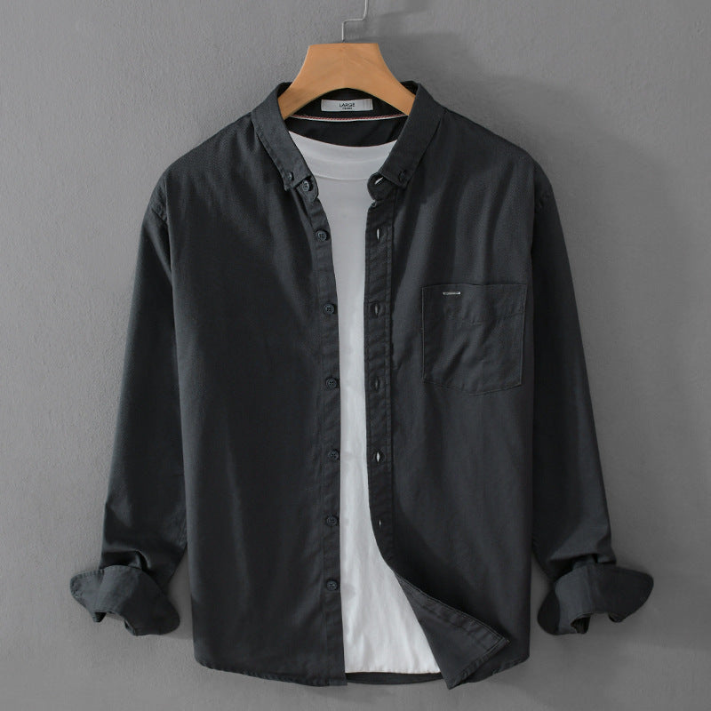 Men's classic button-down oxford shirt made of cotton with a Kent collar, loose fit, and chest pocket Chichicherry