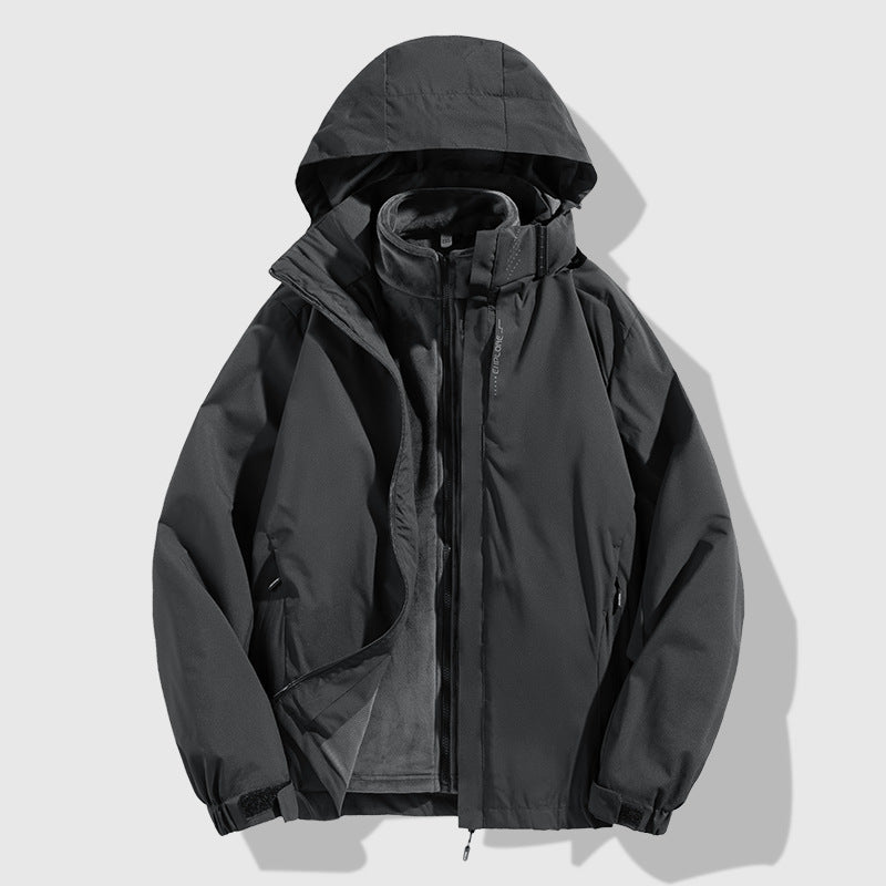 Men's two-piece winter jacket with removable fleece inner jacket waterproof windproof Chichicherry