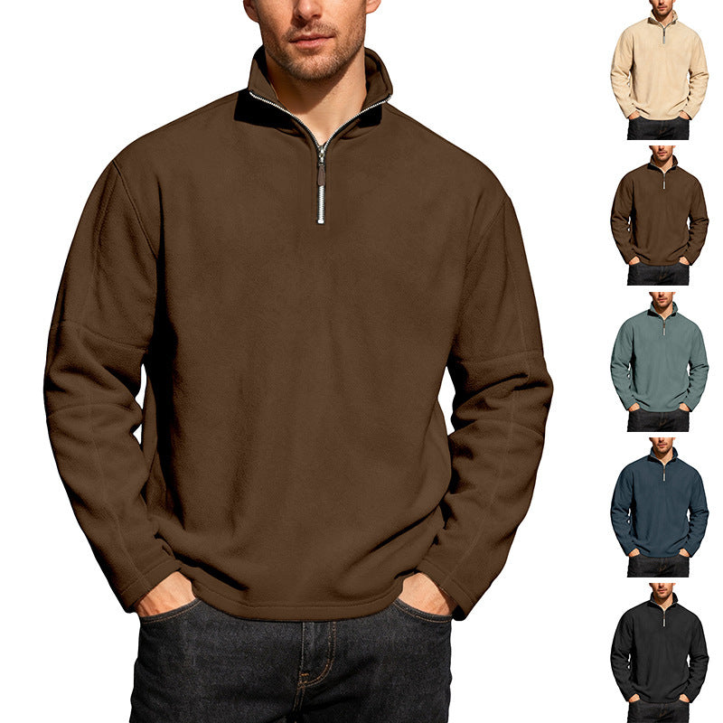 Men's Thermo Fleece Half Zip Pullover with Stand-up Collar Chichicherry