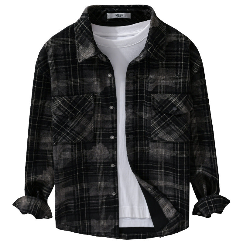 Men's Checked Overshirt made of Cozy Flannel with Chest Pockets Chichicherry