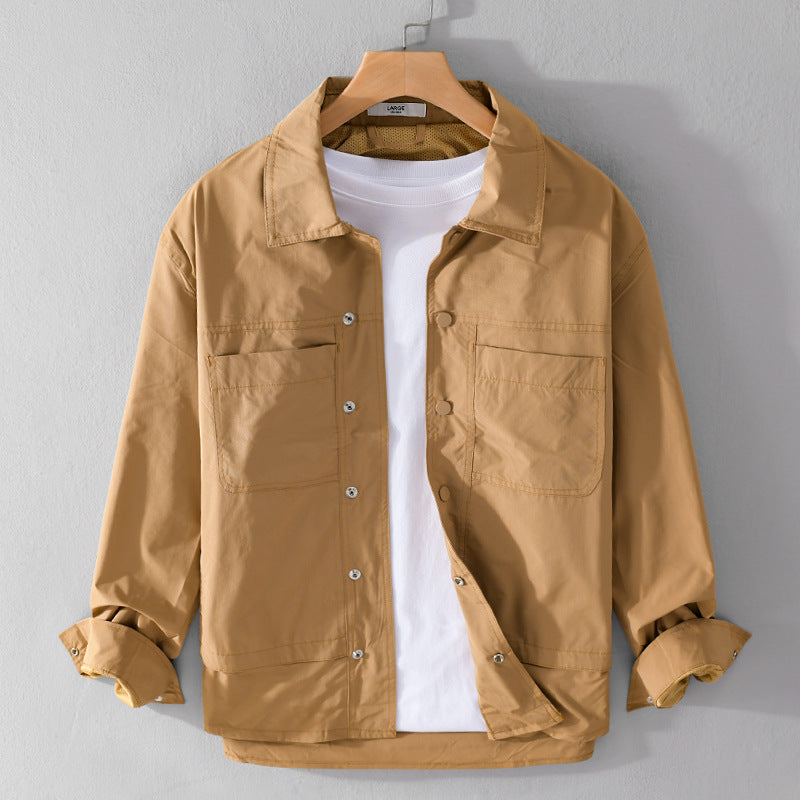 Men's Lightweight Cotton Overshirt with Kent Collar, Patch Chest Pockets and Relaxed Fit Chichicherry