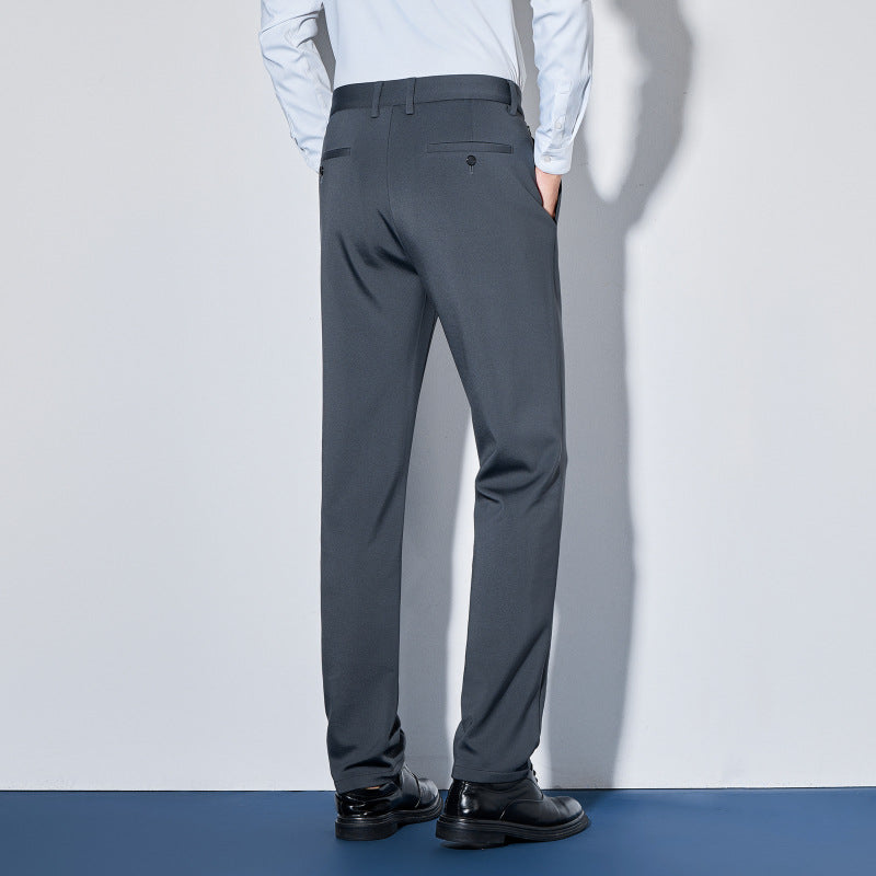 Men's Elegant Business Pants with Straight Cut and Elastic Waist Chichicherry