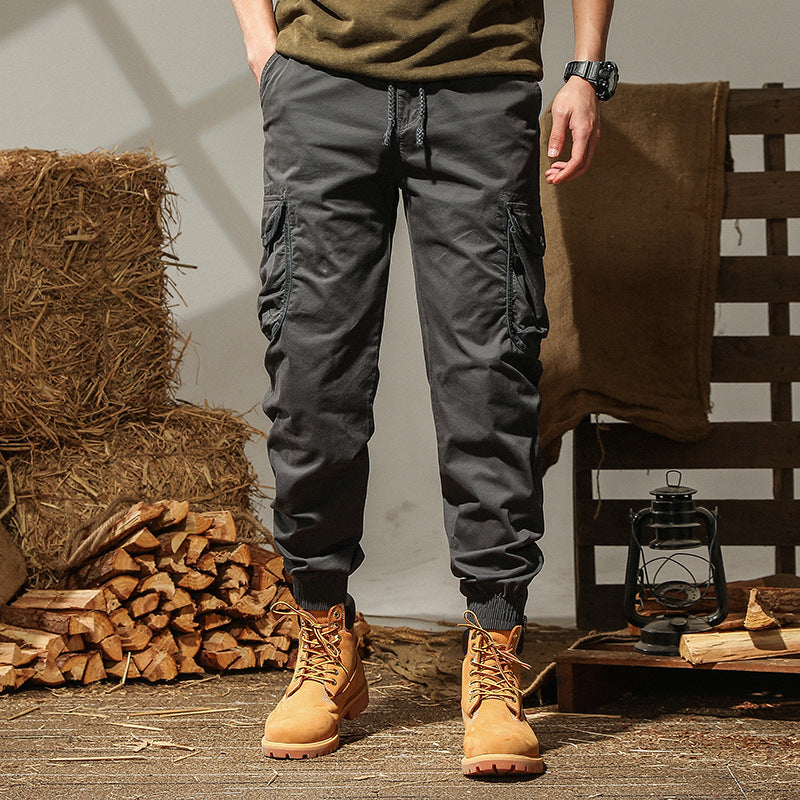 Men's Cargo Jogging Pants with Utility Pockets and Elastic Cuffs Chichicherry