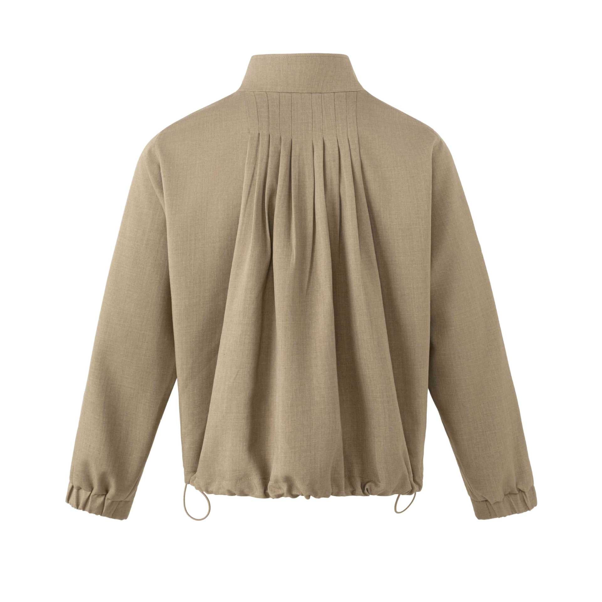 Men's Lightweight Cotton Blend Utility Jacket with Stand-Up Collar and Drawstring Chichicherry