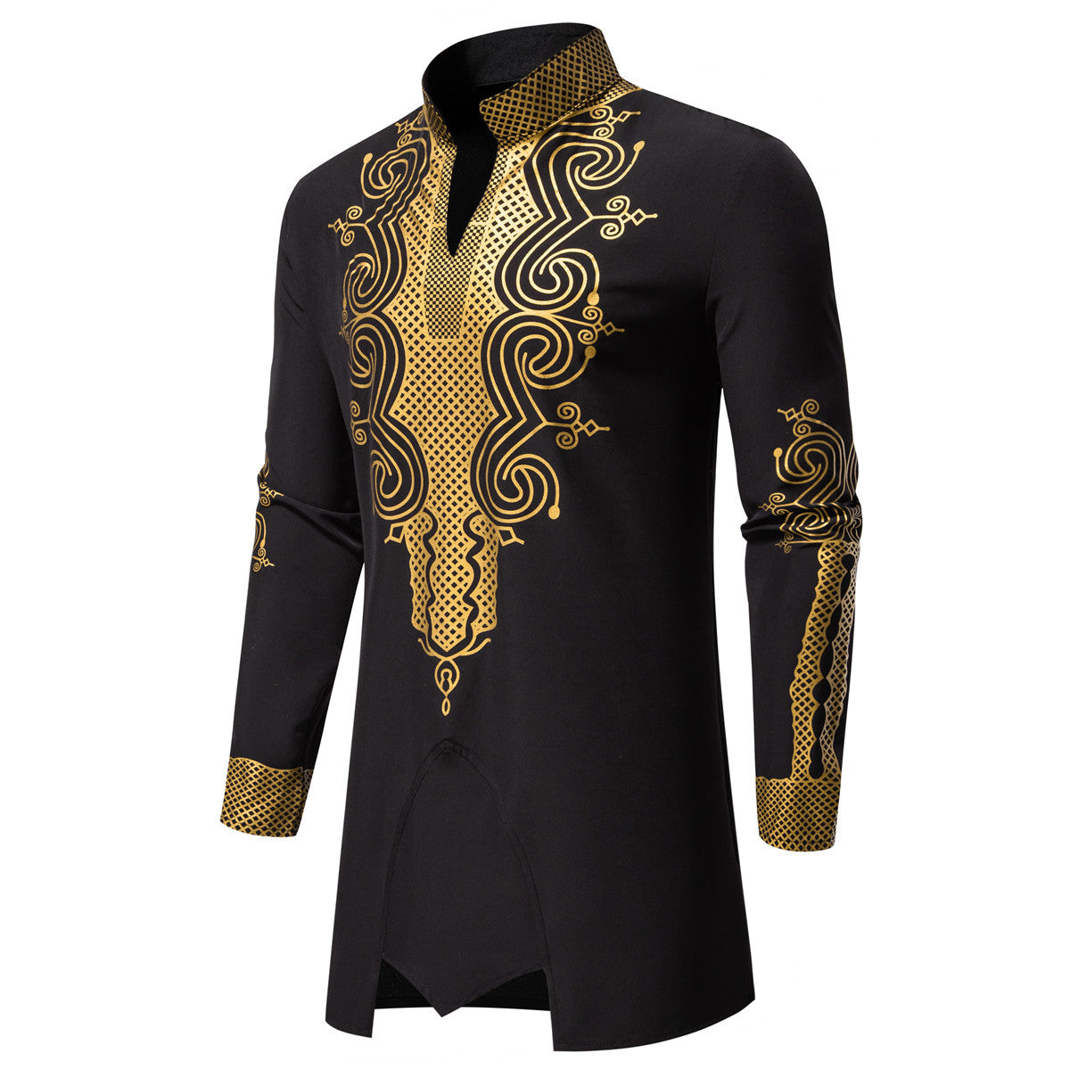 Men's Traditional Embroidered Tunic Set with Mandarin Collar and Elastic Pants Chichicherry