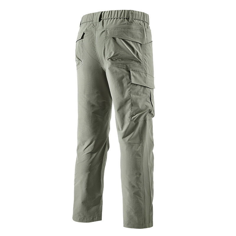 Men's Robust-Constructive Cargo Trekking Pants with Elastic Waistband and Multiple Pockets Chichicherry