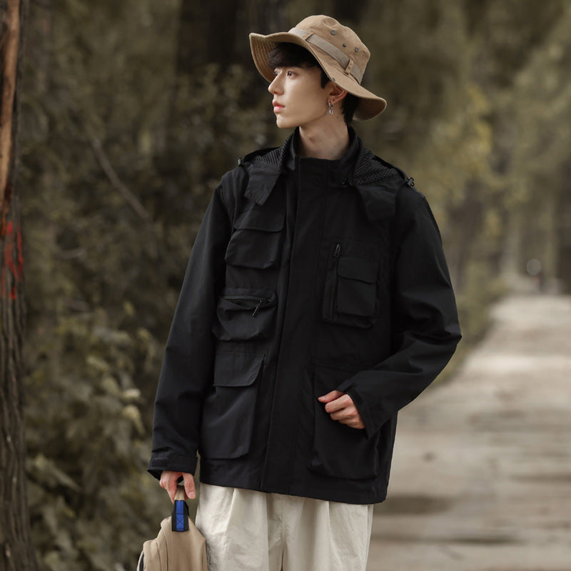 Men's lightweight multifunctional field jacket with numerous utility pockets and ventilation details Chichicherry