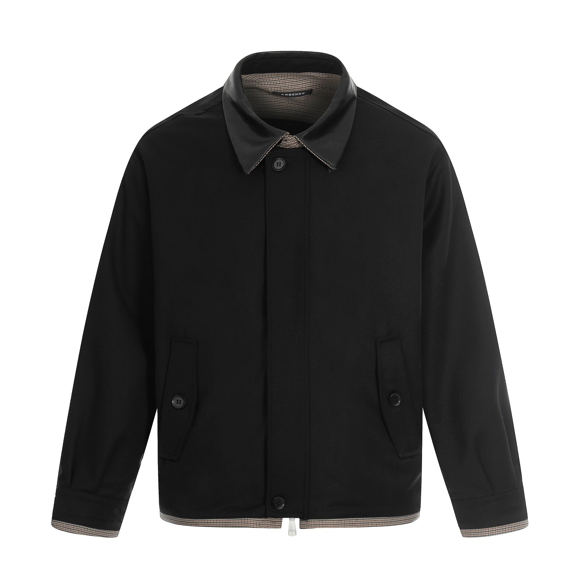 Men's short technical blouson made of wool blend with contrasting lapel collar and two-way zipper Chichicherry