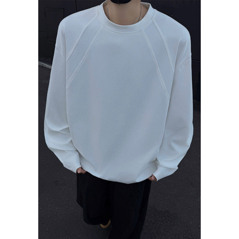 Men's Oversize Crew Neck Sweatshirt with Raglan Sleeves and Clean Minimal Design Chichicherry