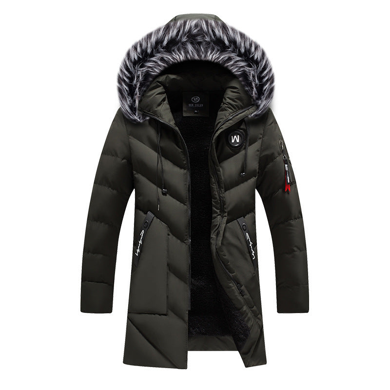 Men's longer quilted thermal parka with faux fur hood and teddy fleece lining Chichicherry