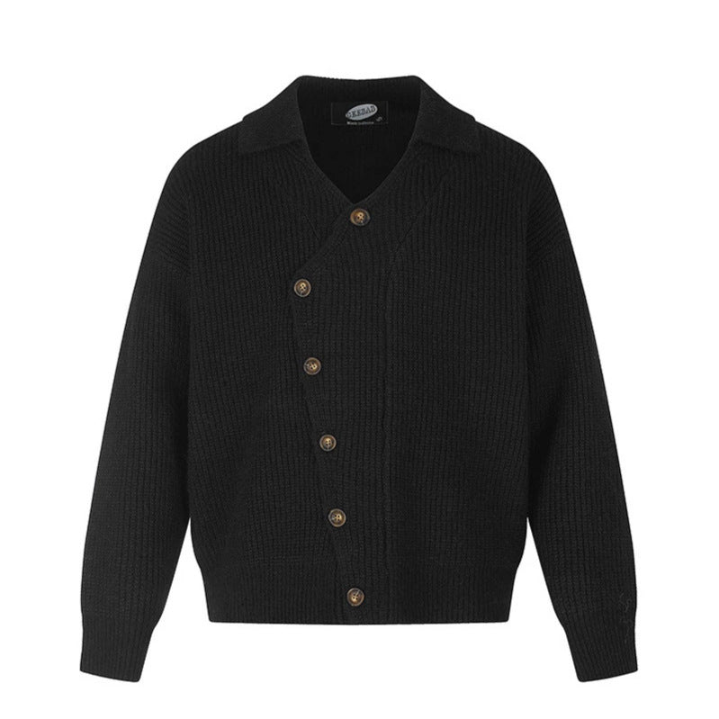 Ladies oversized cardigan with asymmetrical button placket and shirt collar Chichicherry