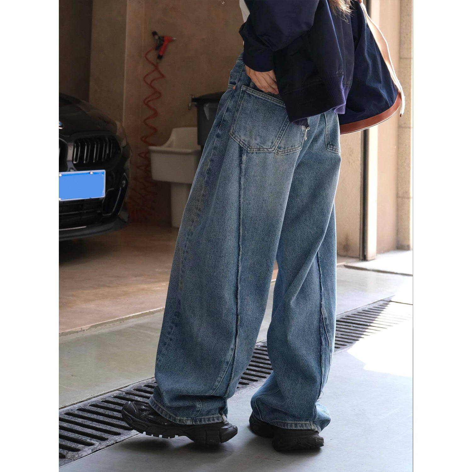 Women's Extra Wide Denim Baggy Pants with High Waist and Relaxed Fit Chichicherry