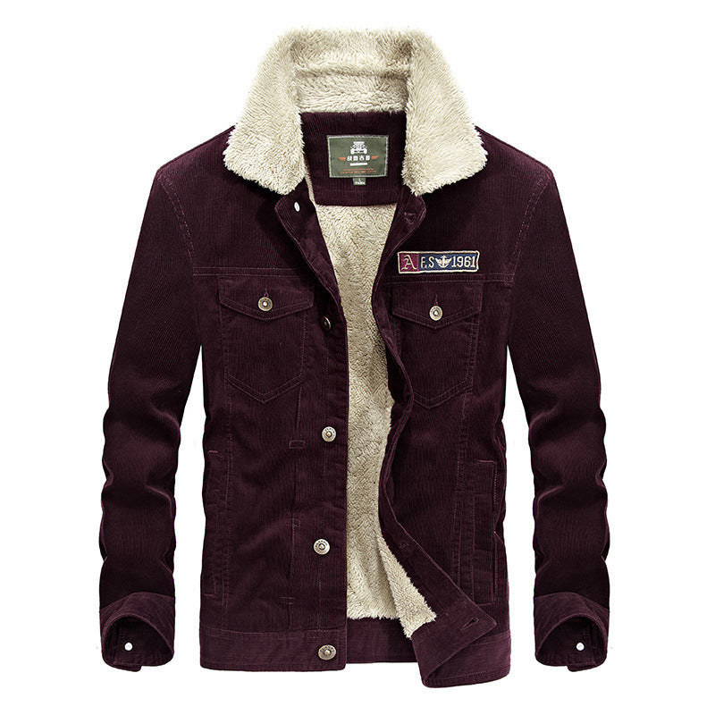 Men's cord trucker jacket with teddy lining and patch breast pockets Chichicherry