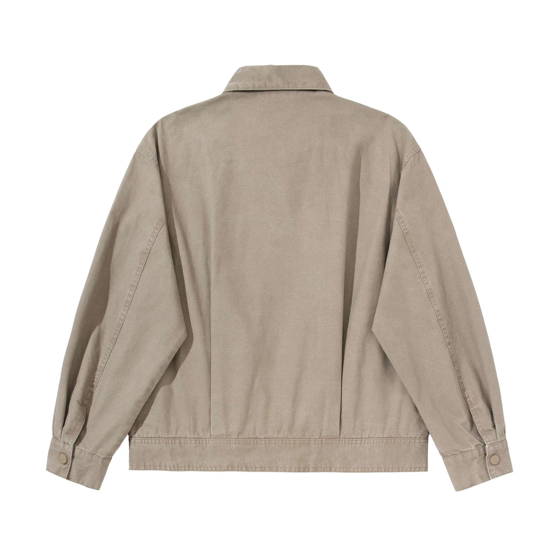 Men's Short Blouson in Vintage-Washed Canvas with Two-Way Zipper Chichicherry