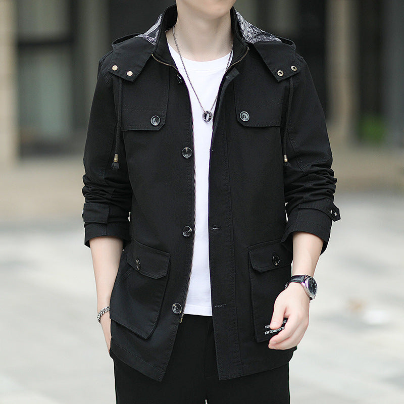 Men's transitional parka in field design with hood, flap pockets and arm straps Chichicherry