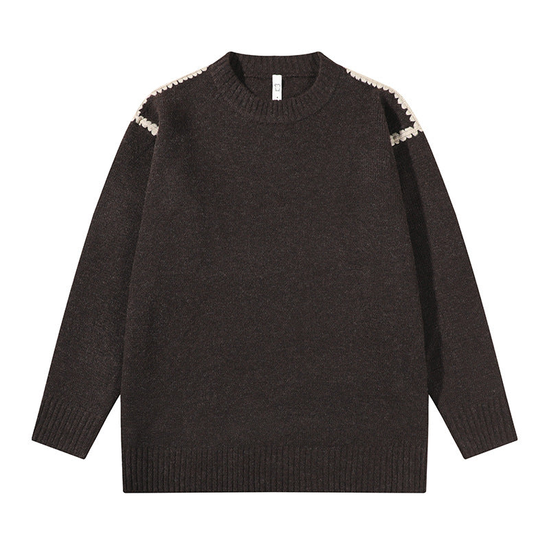 Unisex Oversize Feinstrick-Pullover mit Rundhalsausschnitt und Rippenbündchen Chichicherry