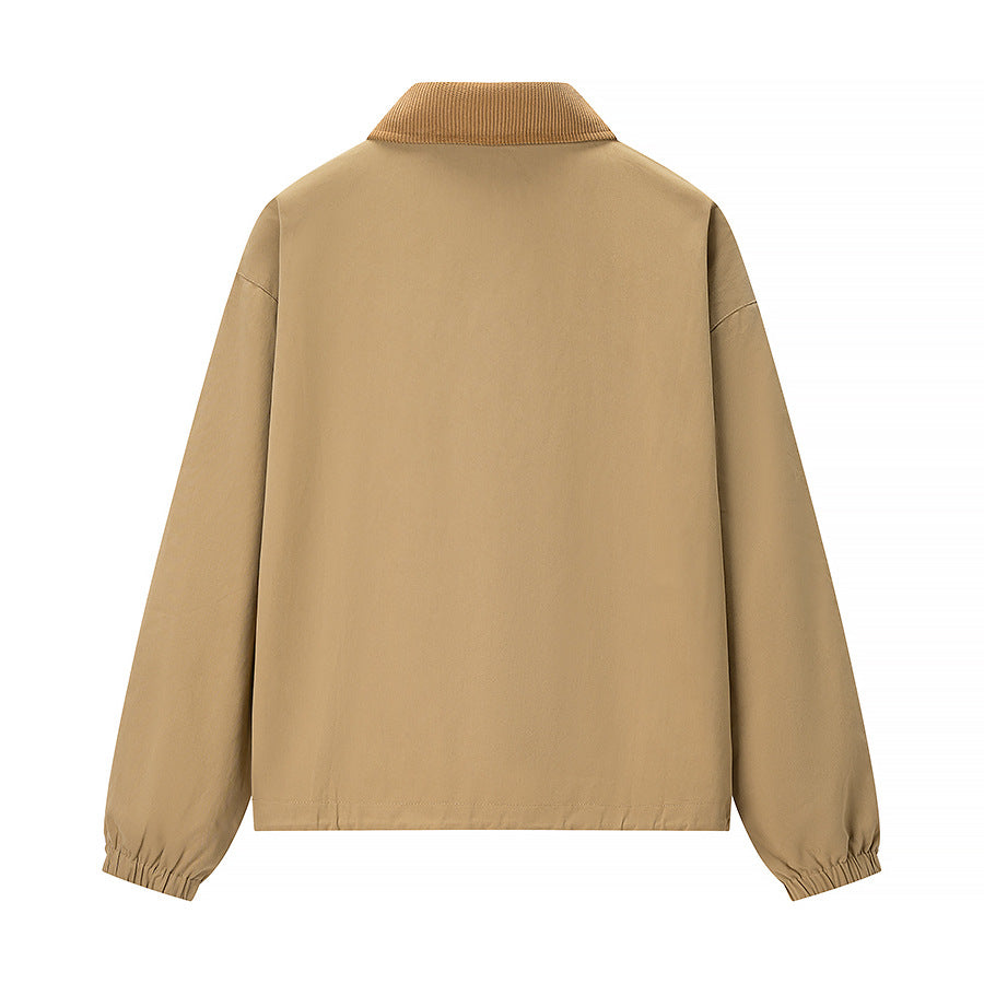 Women’s short jacket in workwear style with cord collar, zipper and patch chest pockets Chichicherry