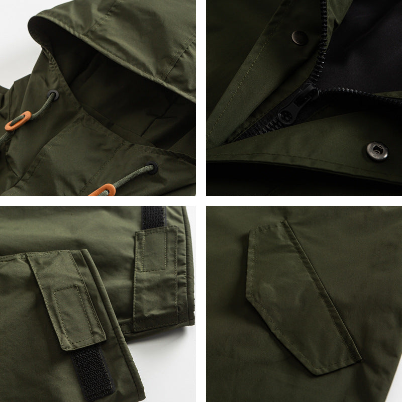 Unisex Oversize Wind and Waterproof Parka with Hood and Fish Tail Hem Chichicherry
