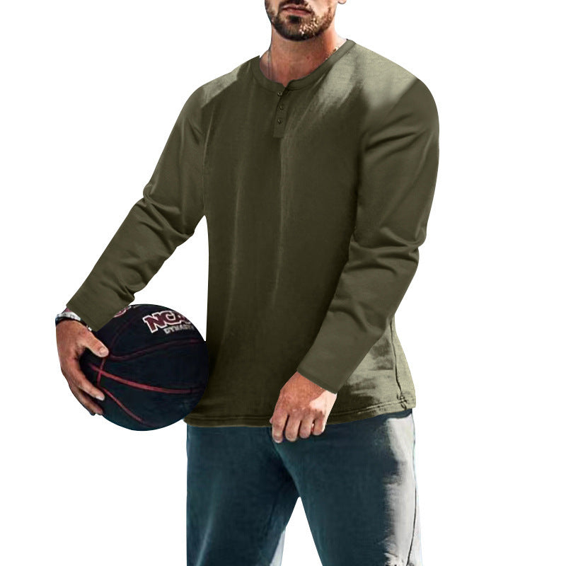 Men's Long Sleeve Henley Top made from Cotton Blend Slim Fit Chichicherry