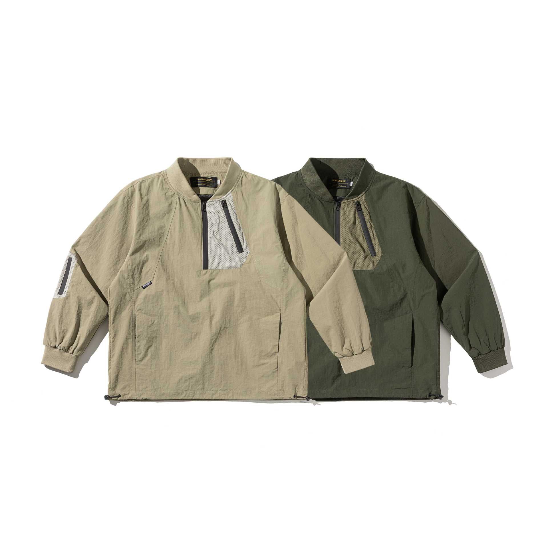 Unisex Technical Pullover Anorak with Half Zipper and Utility Pockets Chichicherry