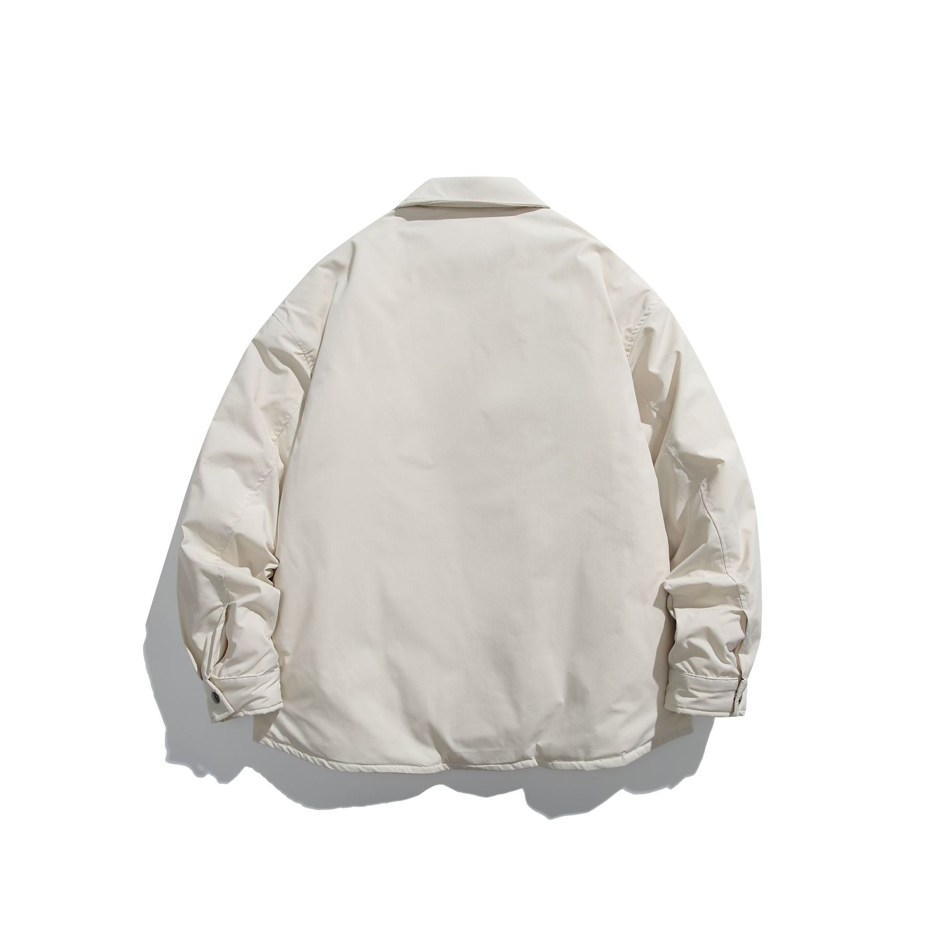 Unisex Padded Coach Jacket with Check Lining and Snap Button Placket Chichicherry