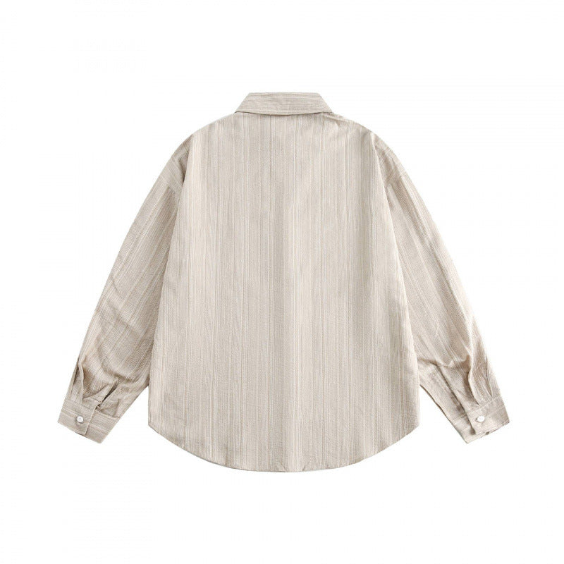 Unisex Oversize striped shirt with chest pocket and rounded hem Chichicherry