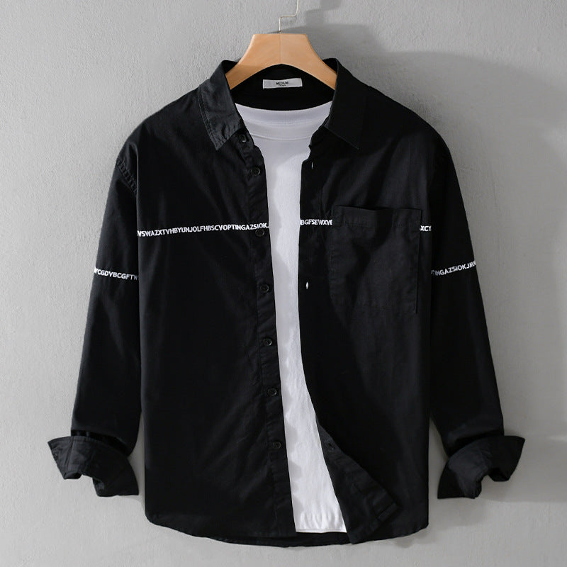 Men's long-sleeve shirt in overshirt style with integrated lettering tape and chest pocket Chichicherry