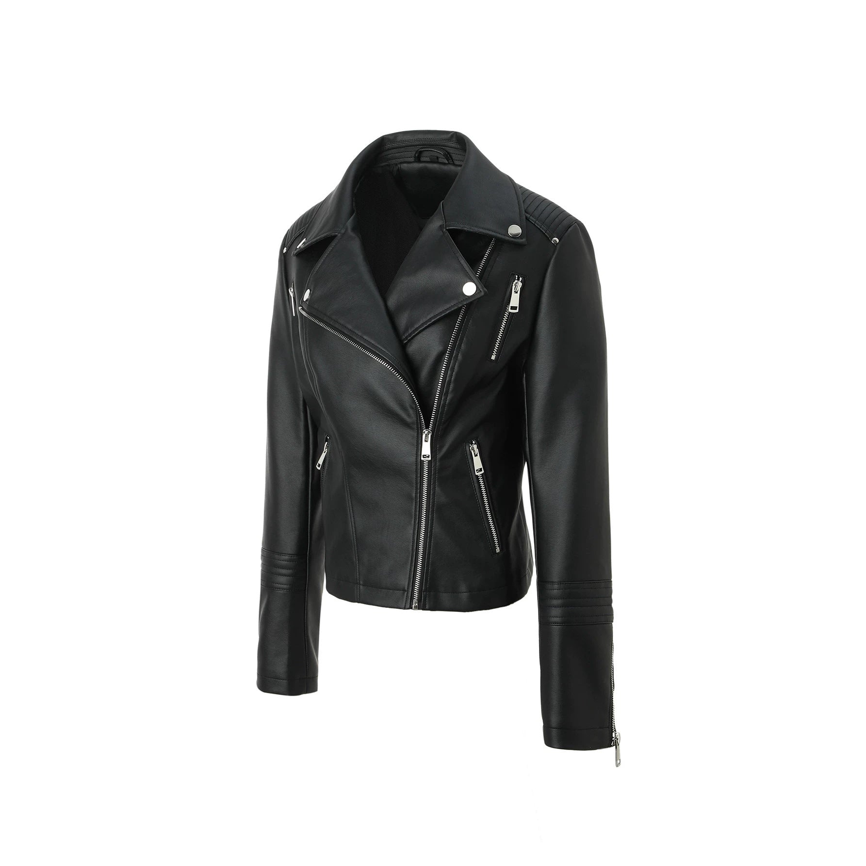 Women's biker jacket made of faux leather with a tailored cut Chichicherry
