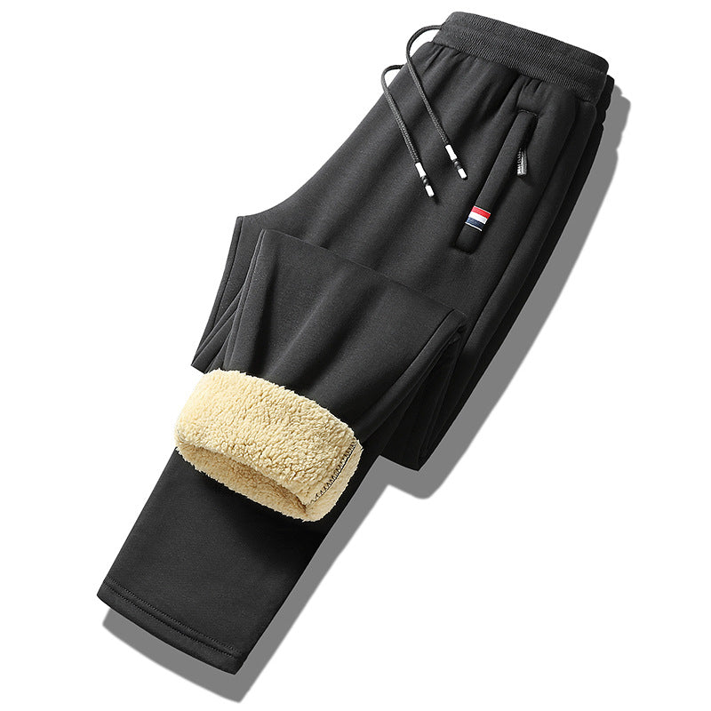 Men's fleece-lined jogging pants with teddy inner lining, drawstring, and slim cuff fit Chichicherry