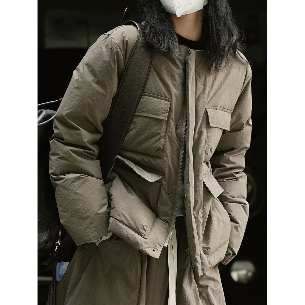 Women's Long Quilted Coat with Light Padding and Straight Oversize Cut Chichicherry