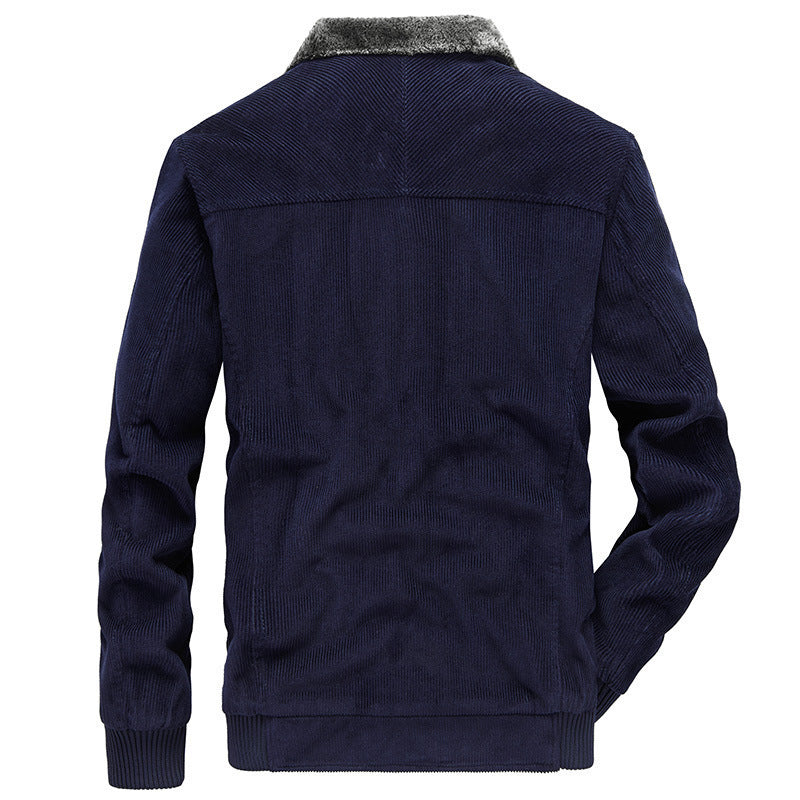 Men's cord jacket with warming teddy inner lining and badge details Chichicherry