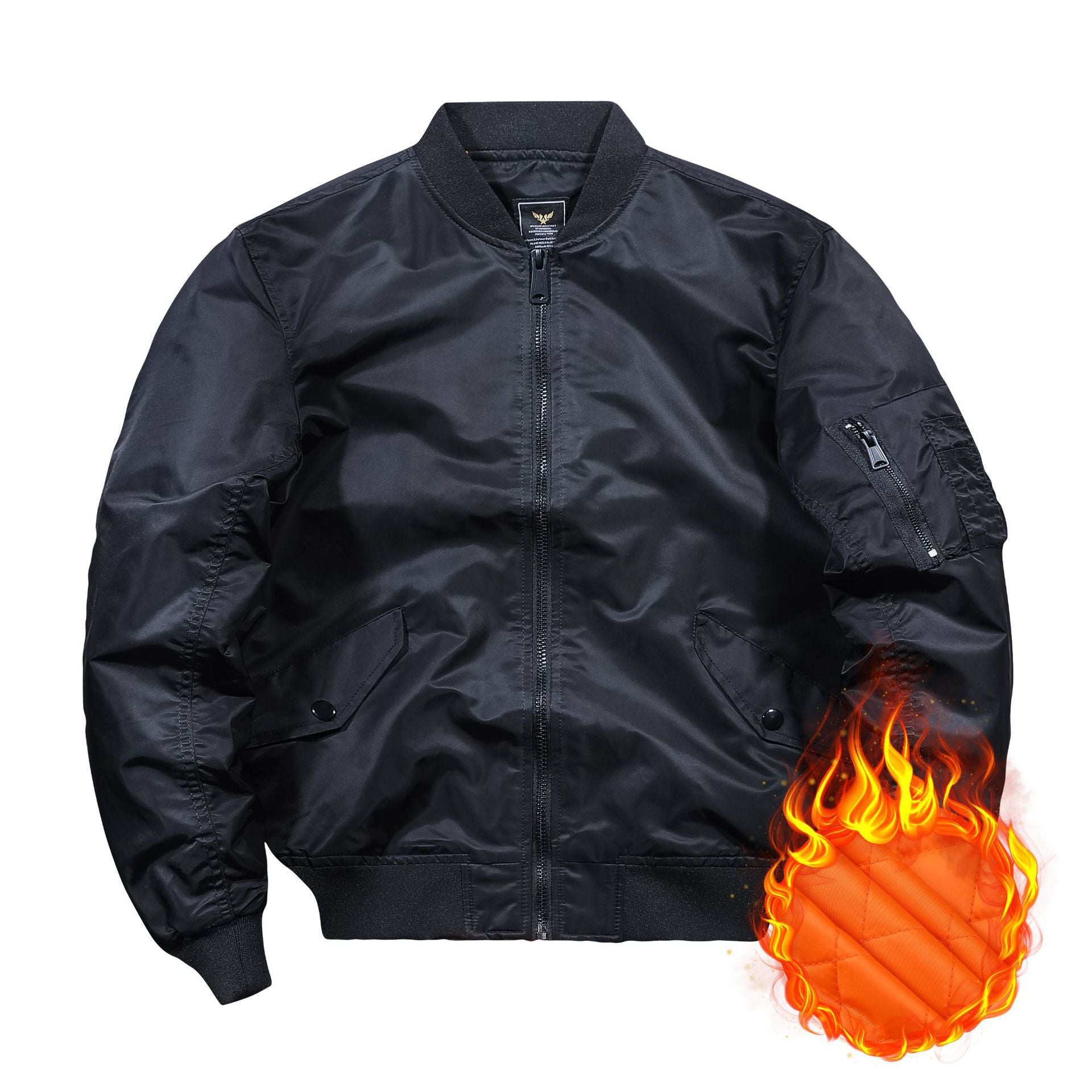 Men's Short Blouson Bomber Jacket with Quilted Thermal Lining, Nylon Shell and Arm Pocket Chichicherry