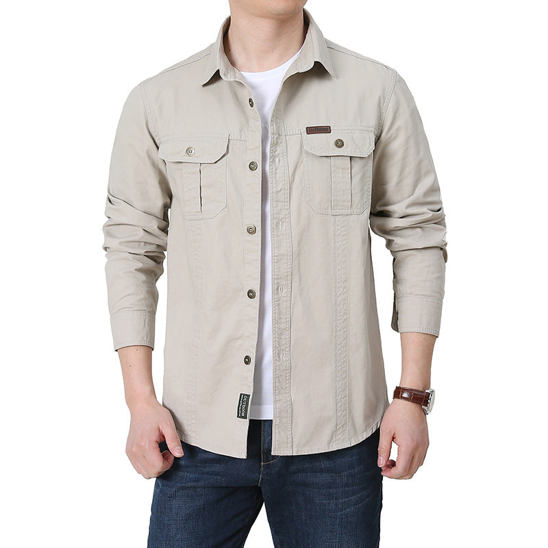 Men's robust overshirt made of cotton canvas with chest flap pockets Chichicherry