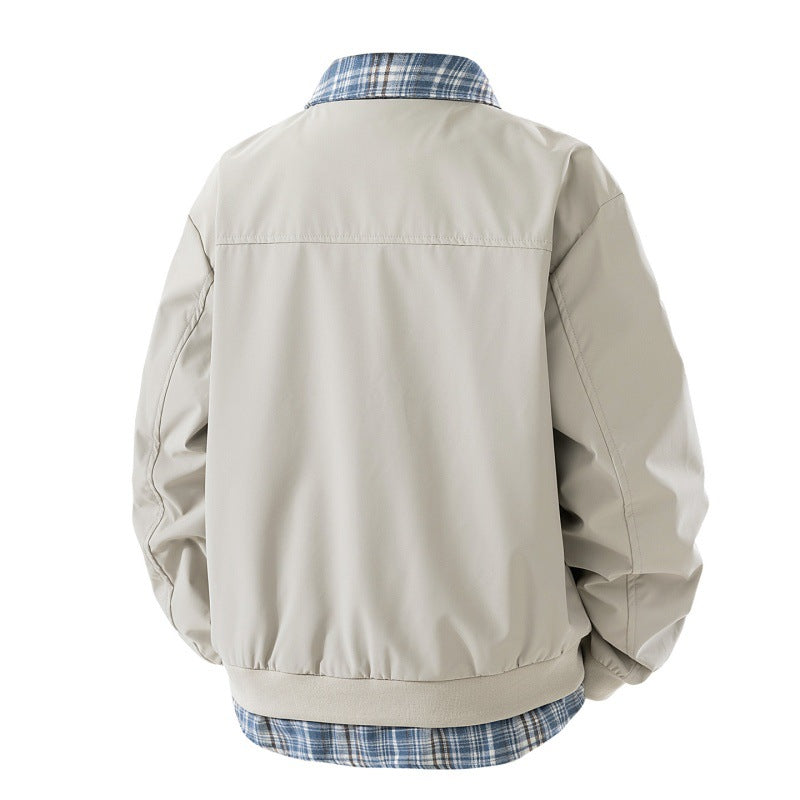 Men's casual two-layer short jacket in a layered look with plaid lining Chichicherry