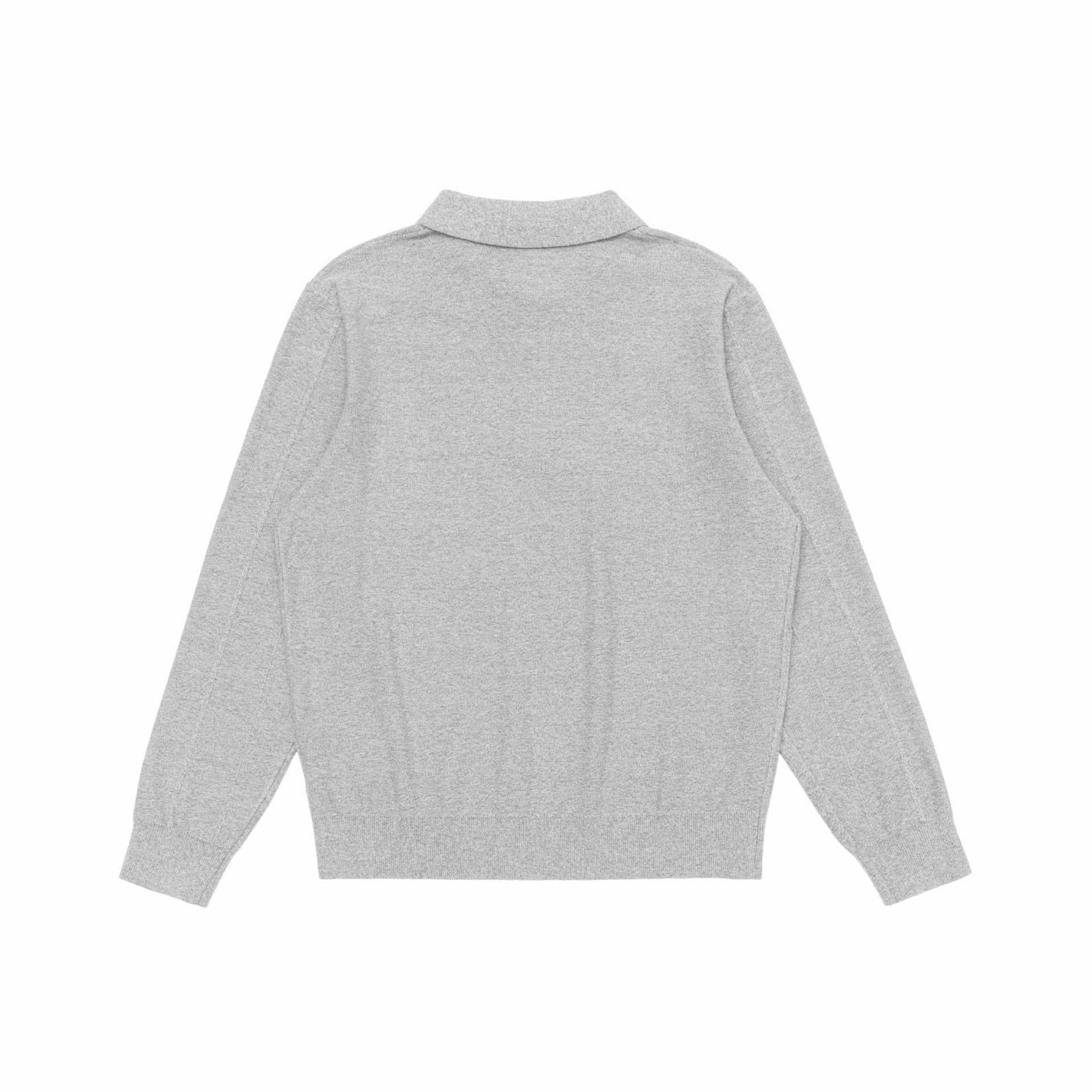 Unisex fine structure polo knitted sweater with shirt collar and ribbed hem Chichicherry