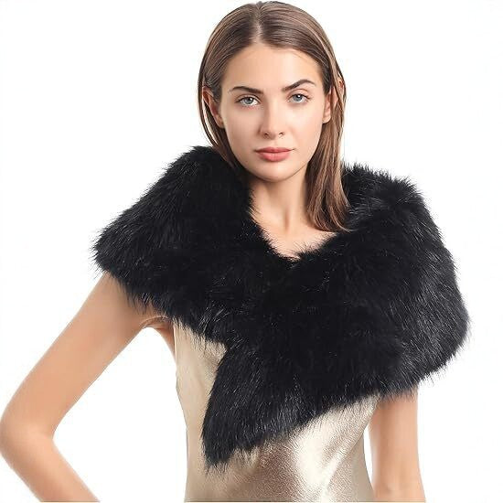 Ladies luxurious faux fur stole in loop design with voluminous shawl collar Chichicherry