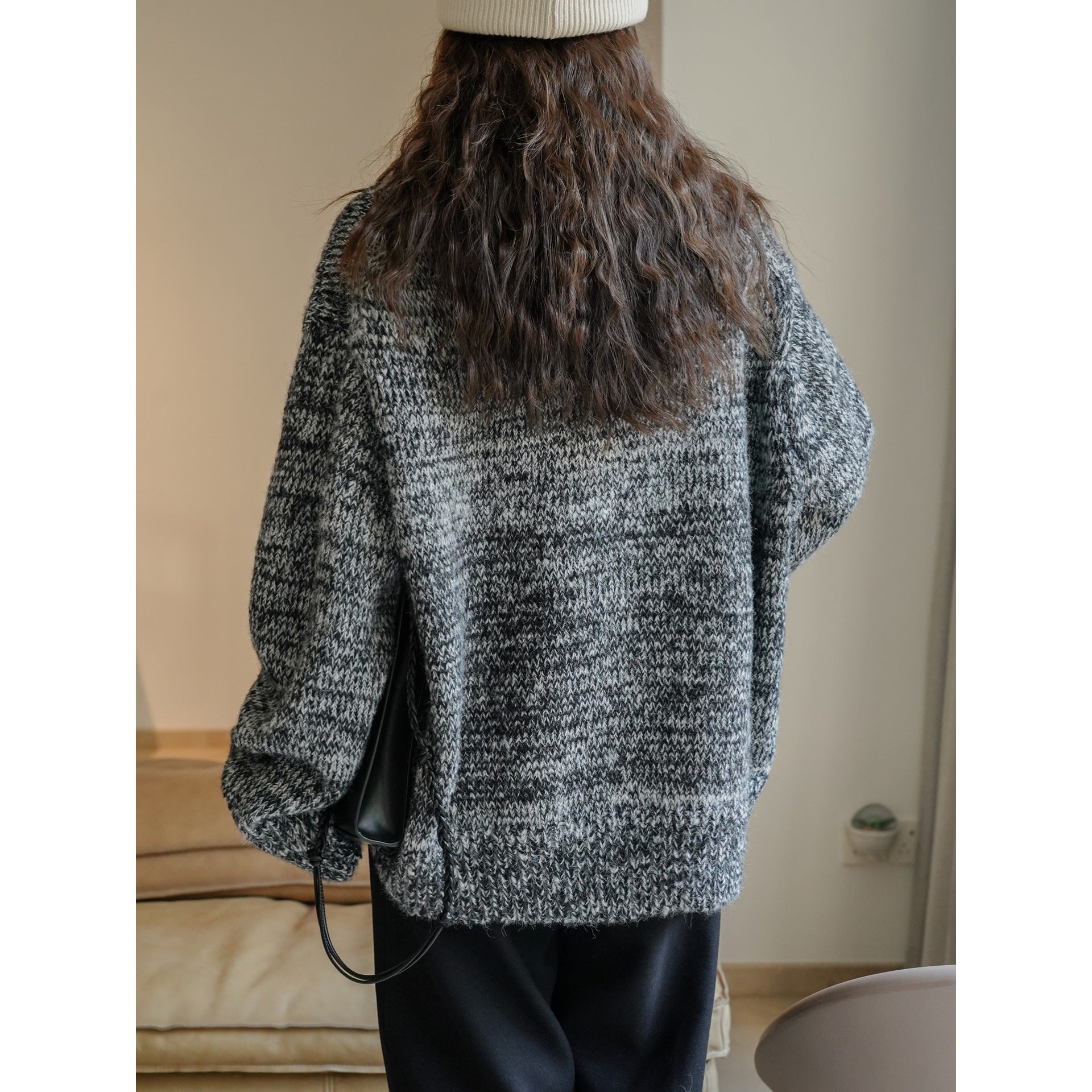 Women's Oversized Turtleneck Sweater made of fluffy Mohair Mix with ribbed hem Chichicherry