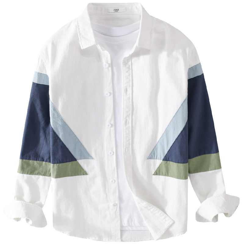 Men's colorblock shirt made of cotton blend with long sleeves and contrasting panels Chichicherry