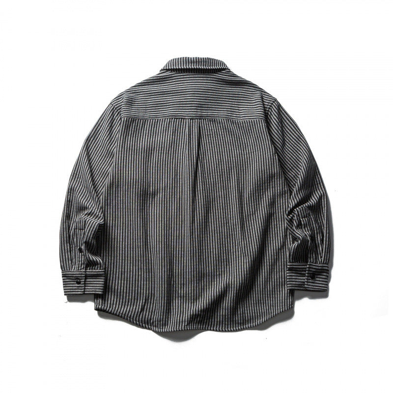 Men's Striped Oversized Shirt made of Washed Cotton Blend with Chest Pocket Chichicherry