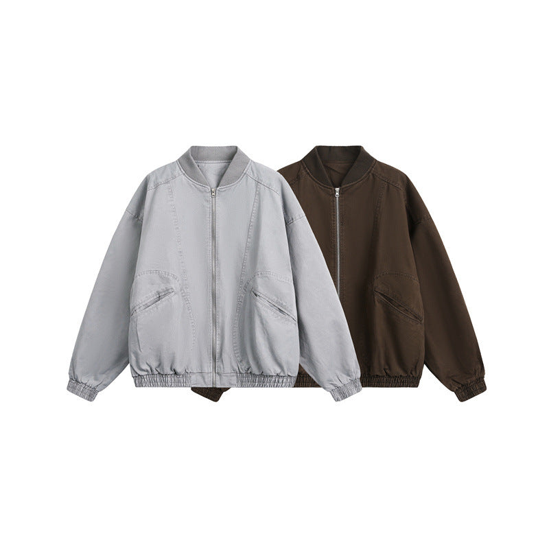 Unisex short-cut boxy bomber jacket made of cotton blend with zipper and elastic hem Chichicherry