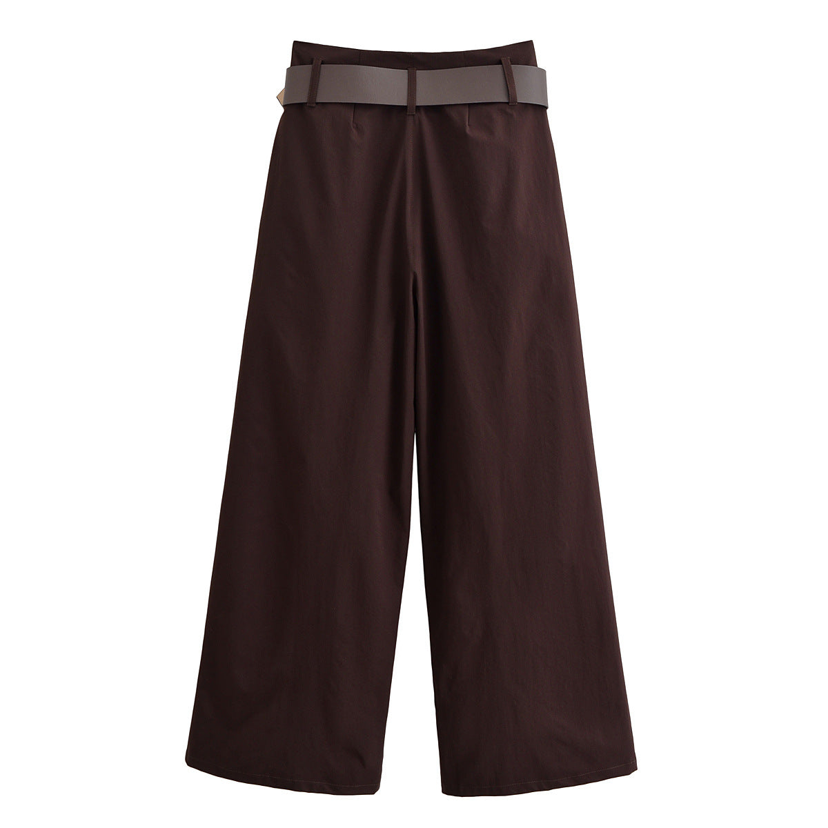 Women's High-Waisted Culotte Palazzo Trousers with Pleats and Wide Decorative Belt Chichicherry