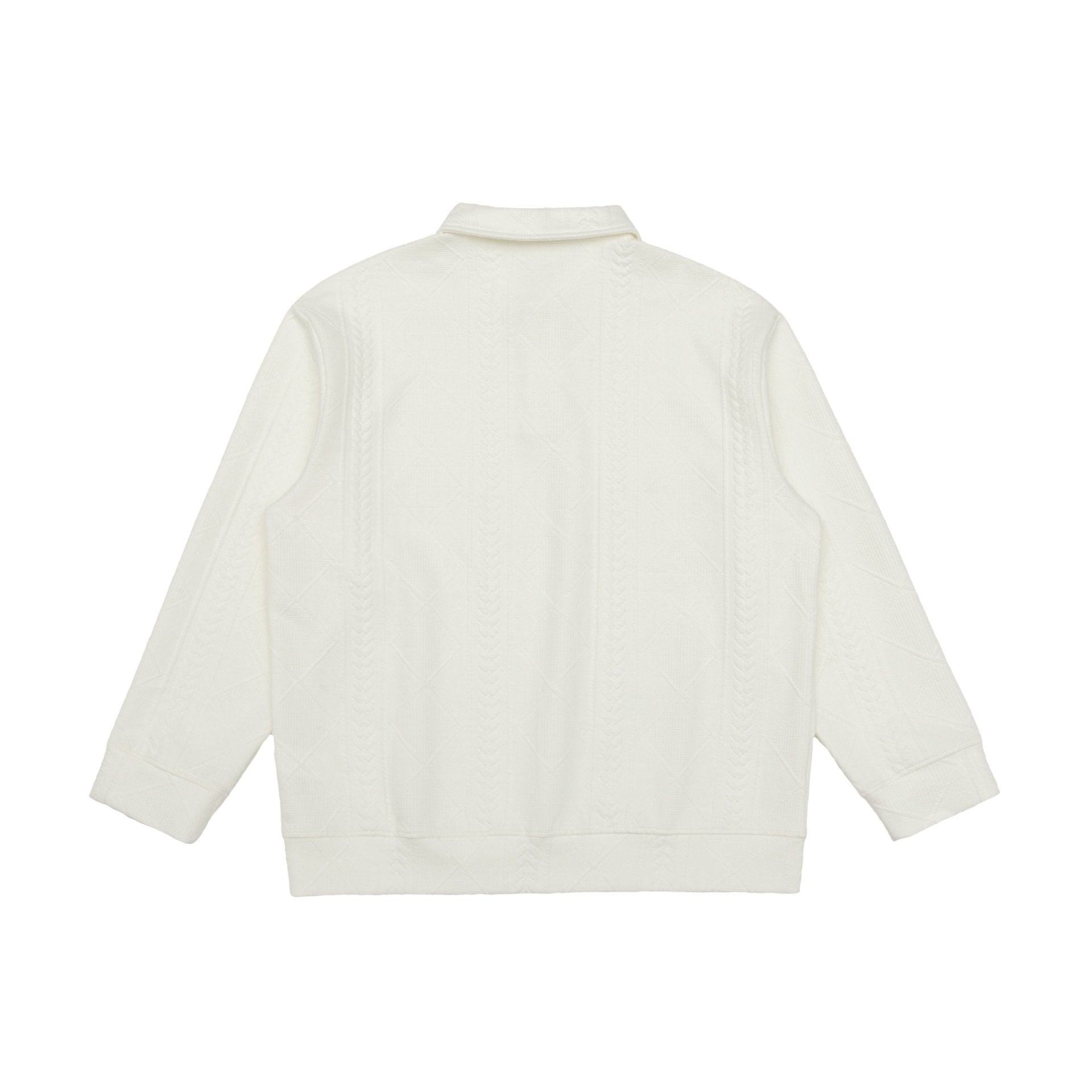 Unisex Structured Polo Sweater with Shirt Collar and Cable Knit Pattern Chichicherry