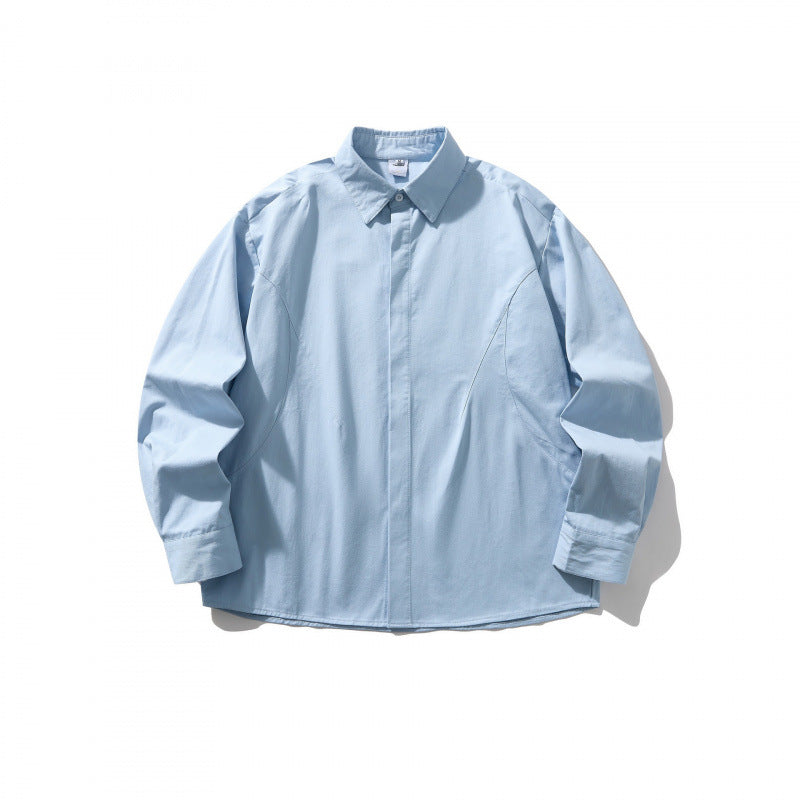 Unisex Oversized Shirt Jacket with concealed button placket, boxy silhouette and rounded hem Chichicherry