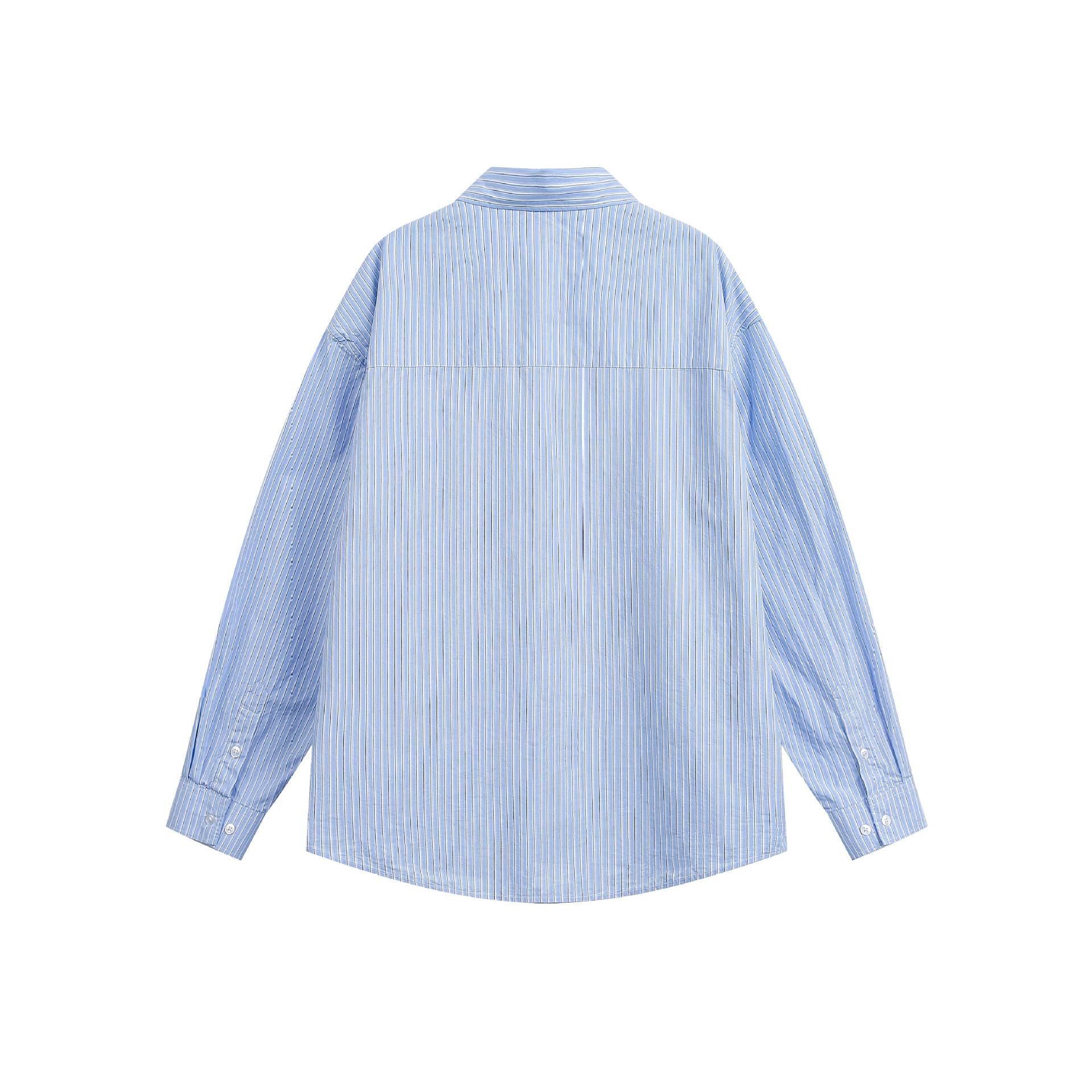 Men's loosely cut striped shirt in oversized fit with chest pocket and rounded hem Chichicherry