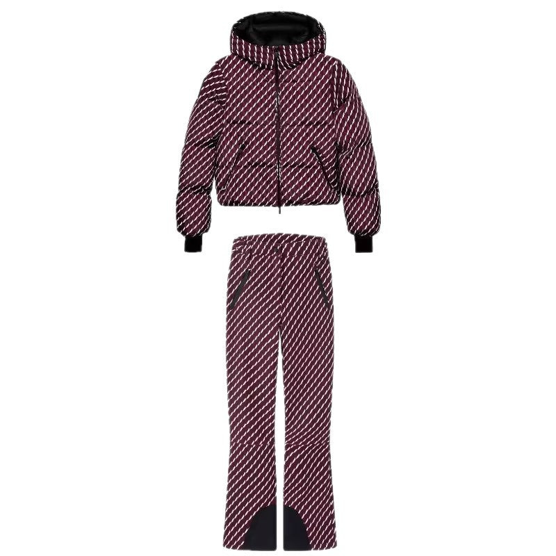 Women's Patterned Stretch Jogging Pants with Flared Leg, Elastic Drawstring Waistband and Zipper Pockets Chichicherry