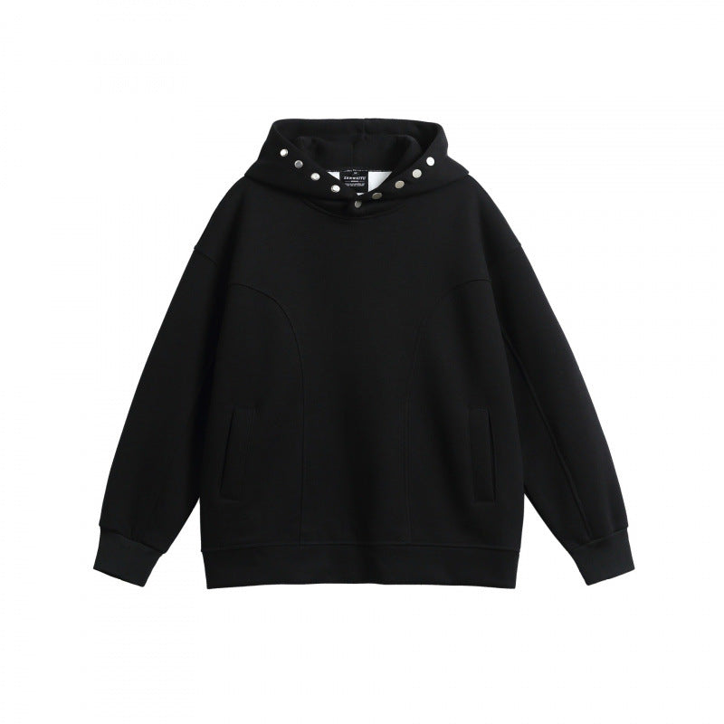 Unisex Oversize Hoodie made of mélange cotton blend with stud embellishments and seam details Chichicherry