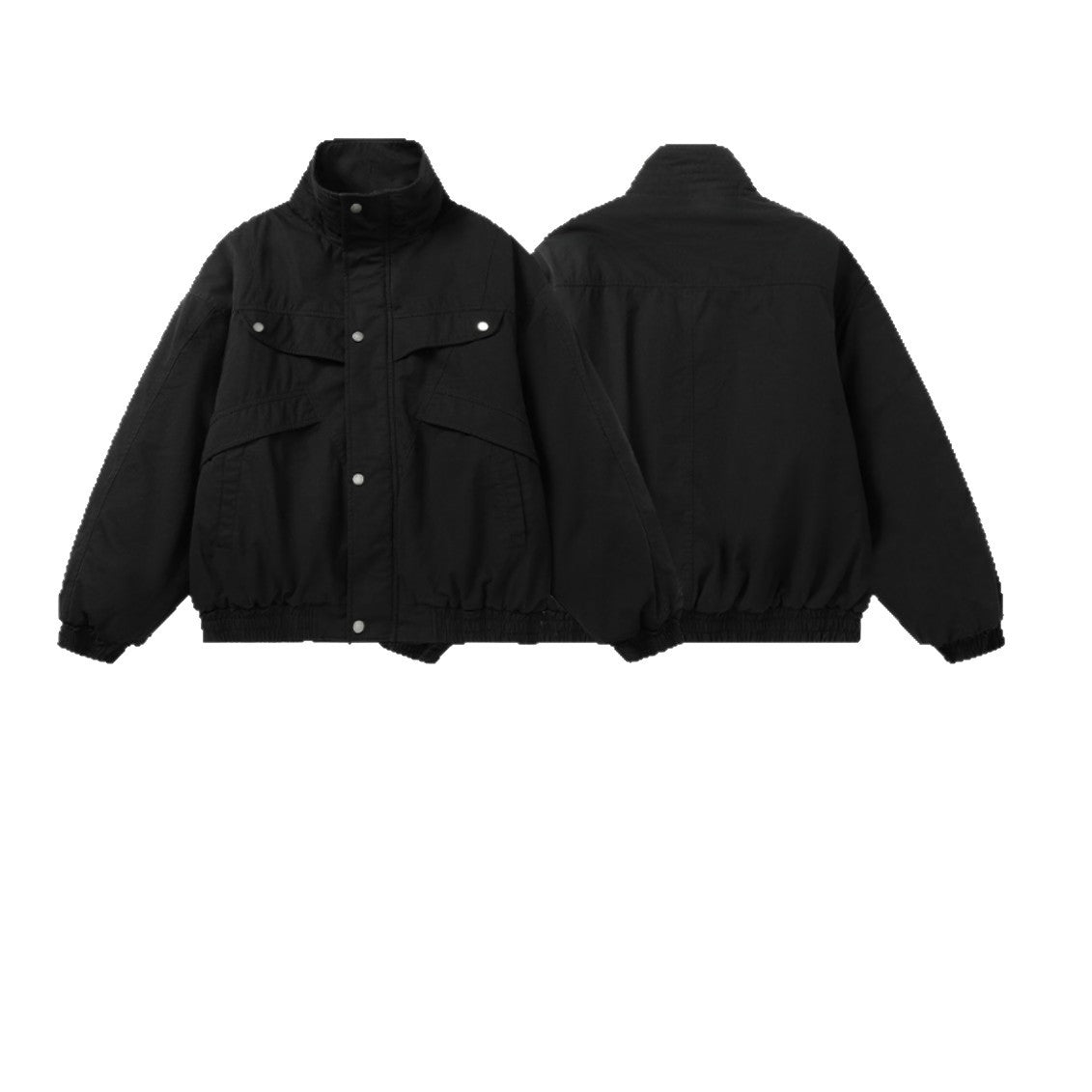 Unisex Boxy Field Jacket with high standing collar and utility pockets Chichicherry