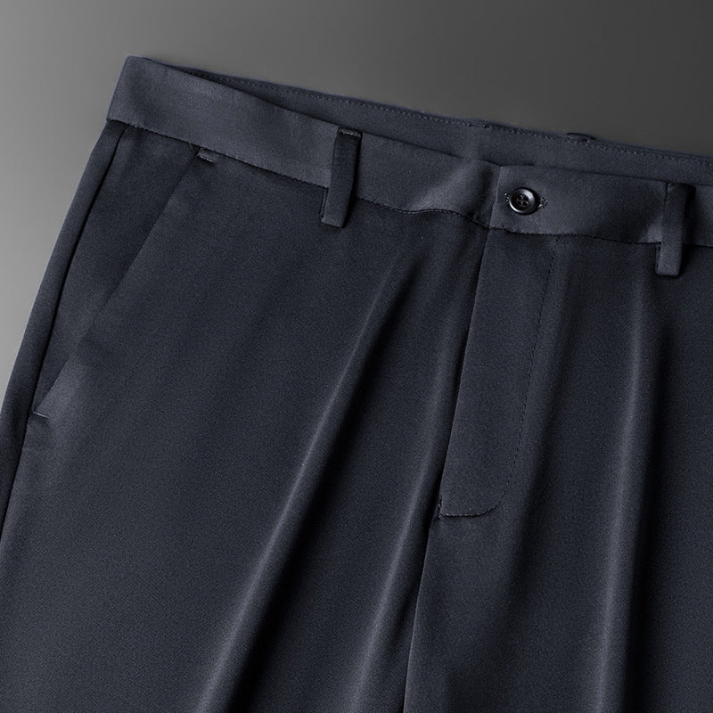 Men's Tailored Suit Trousers with Crease, Stretch, and Concealed Pockets Chichicherry